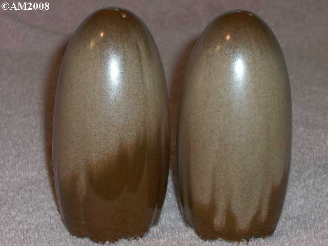 Frankoma scalloped shakers glazed brown satin